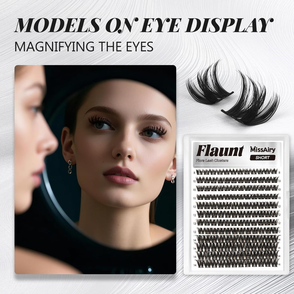 MissAiry Flaunt Lash Clusters Kit Flora 8-14mm | Light-Volume D-Curl DIY Lashes