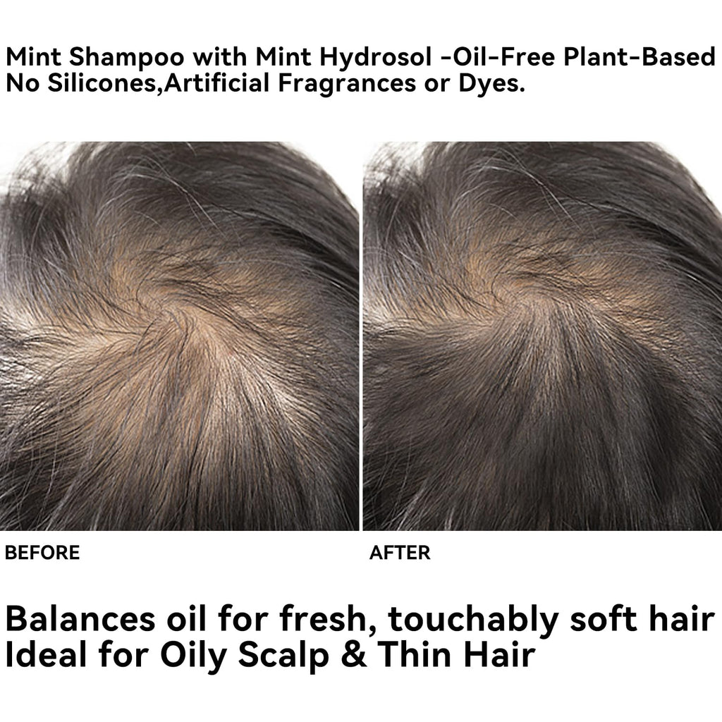 MISSEDSEN Organic Mint Beard Wash – Fragrance-Free Shampoo for Oily Hair, 17.6 oz