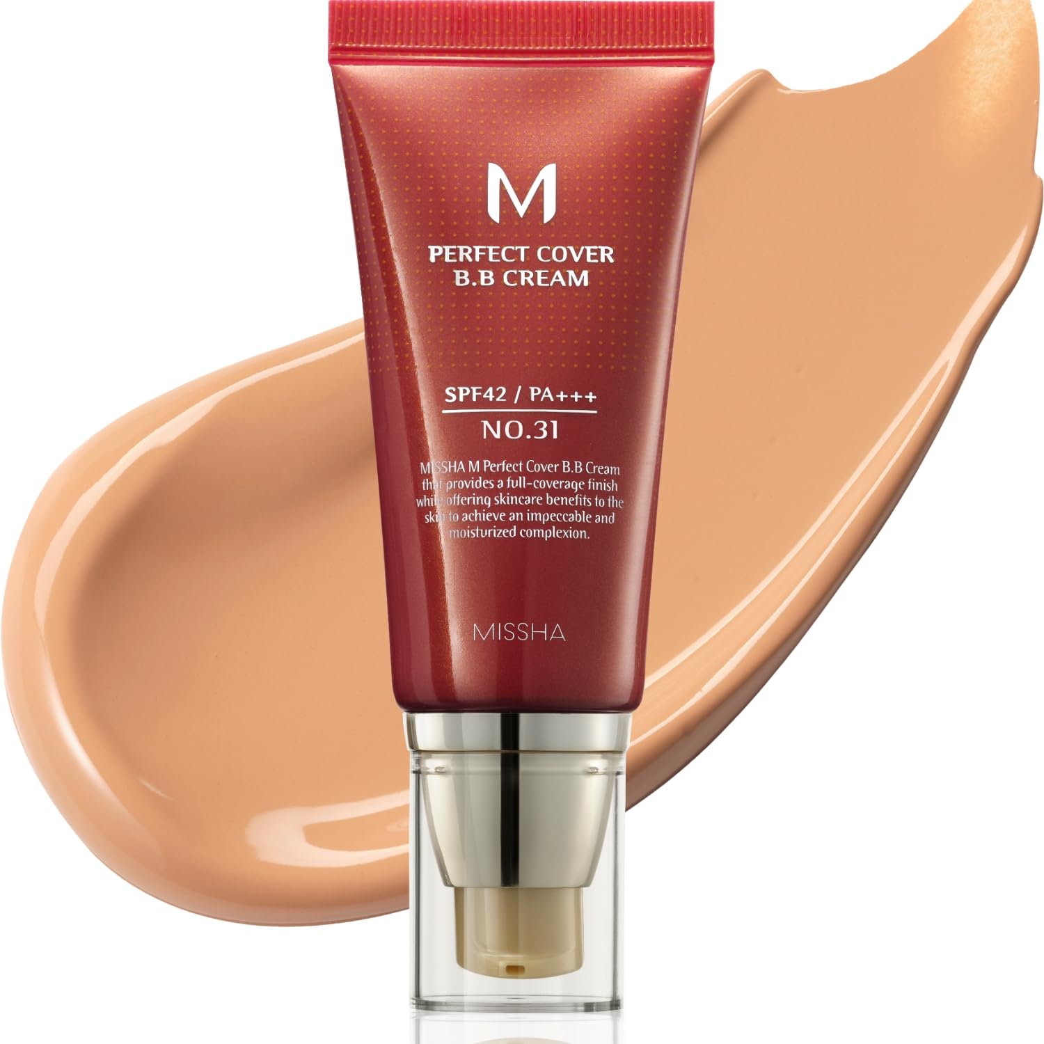 MISSHA M Perfect Cover BB Cream No.31 Golden Beige SPF 42 PA+++ | All-in-One Tint for Face | Valentine’s Day Gift for Her