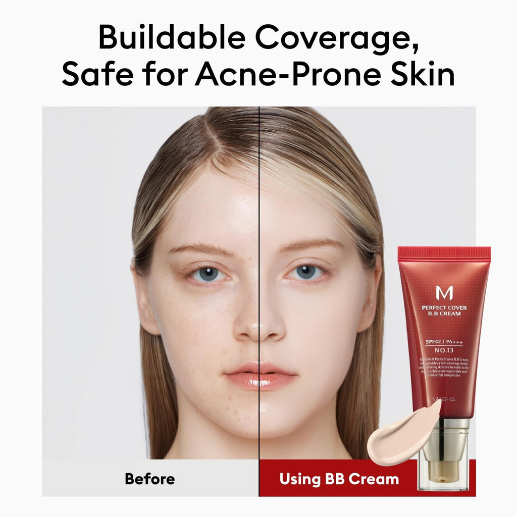 MISSHA M Perfect Cover BB Cream No.13 Bright Beige – SPF 42 PA+++ | Fair, Cool Undertone