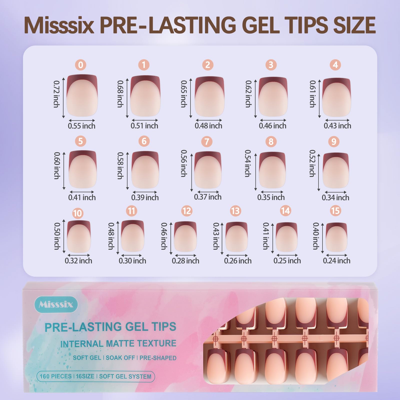 Misssix French Tip Press On Nails – 160Pcs Short Square Gel Tips Starter Kit