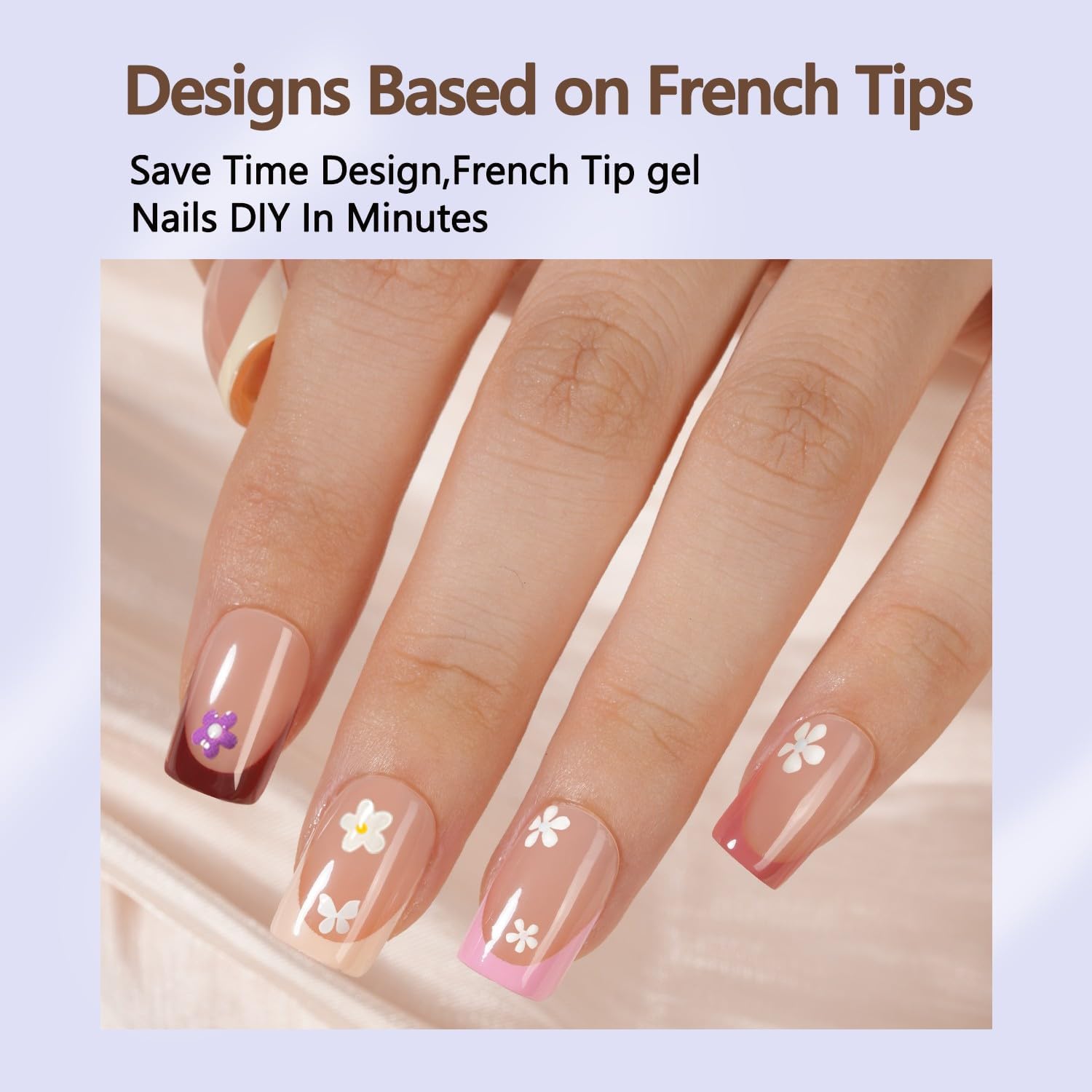 Misssix French Tip Press On Nails – 160Pcs Short Square Gel Tips Starter Kit