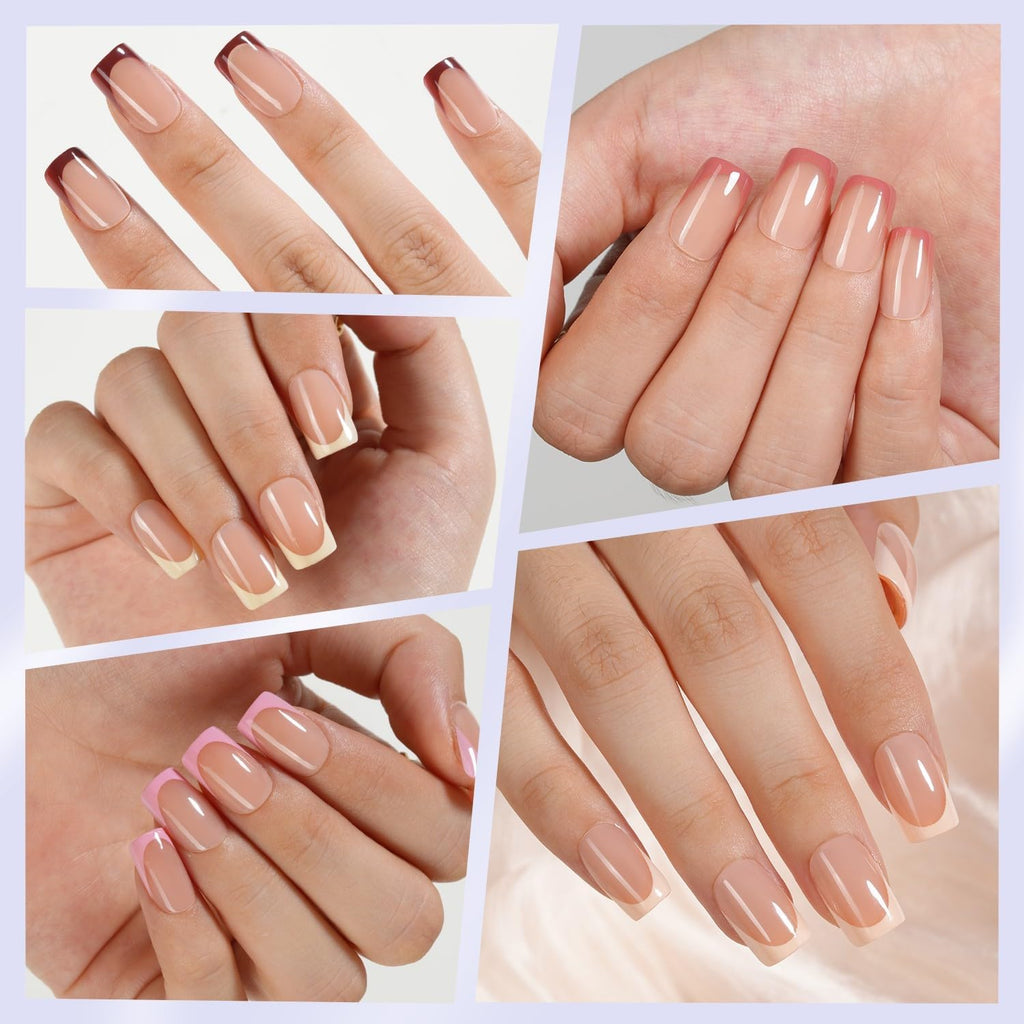 Misssix French Tip Press On Nails – 160Pcs Short Square Gel Tips Starter Kit