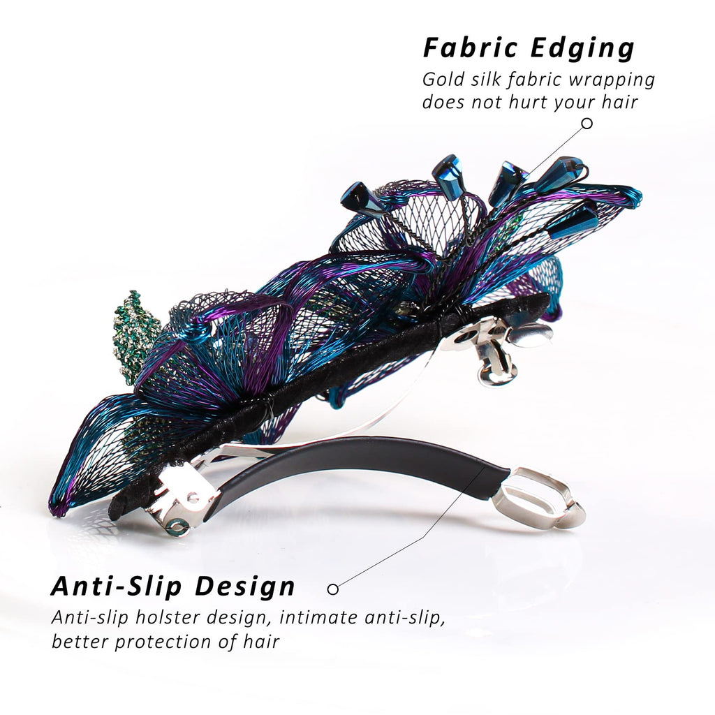 Mistofu 3.93-Inch DIY Copper Wire Handwoven Barrette | Gradient Double Flower Hair Accessory