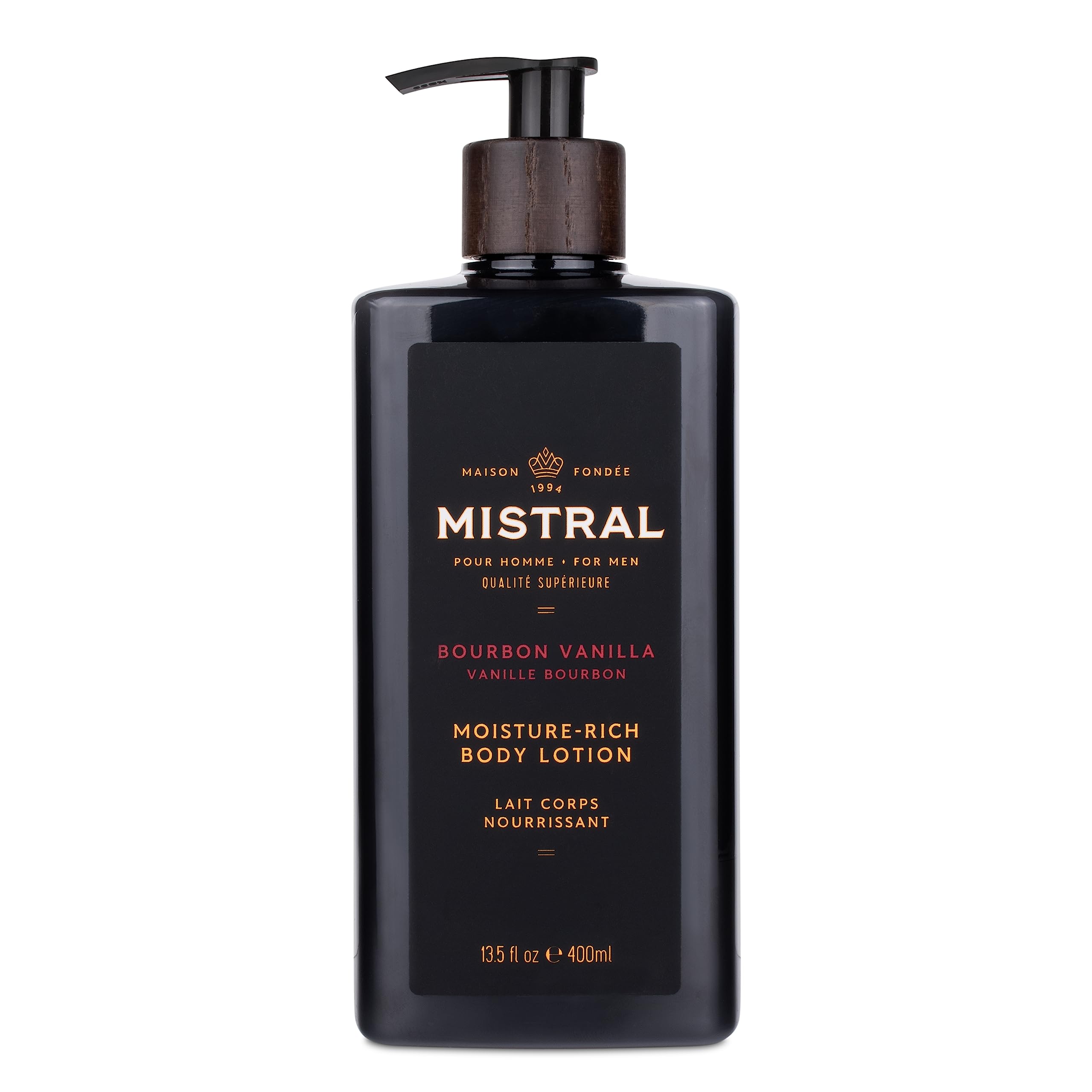 Mistral Bourbon Vanilla Body Lotion for Men | Fast-Absorbing Moisture-Rich Formula