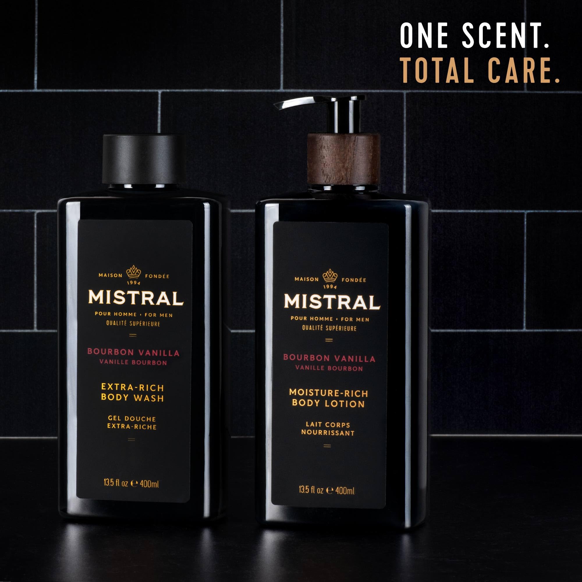 Mistral Bourbon Vanilla Body Lotion for Men | Fast-Absorbing Moisture-Rich Formula