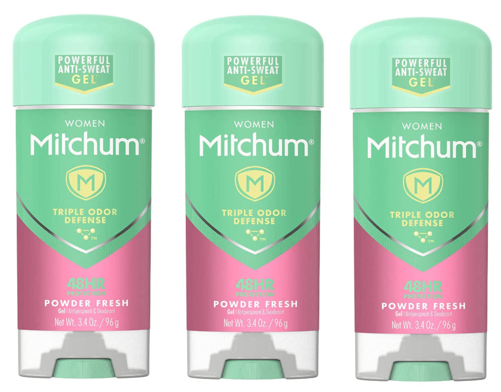 Mitchum For Women Clear Gel Anti-Perspirant Deodorant – Powder Fresh, 3.40 oz, Pack of 3
