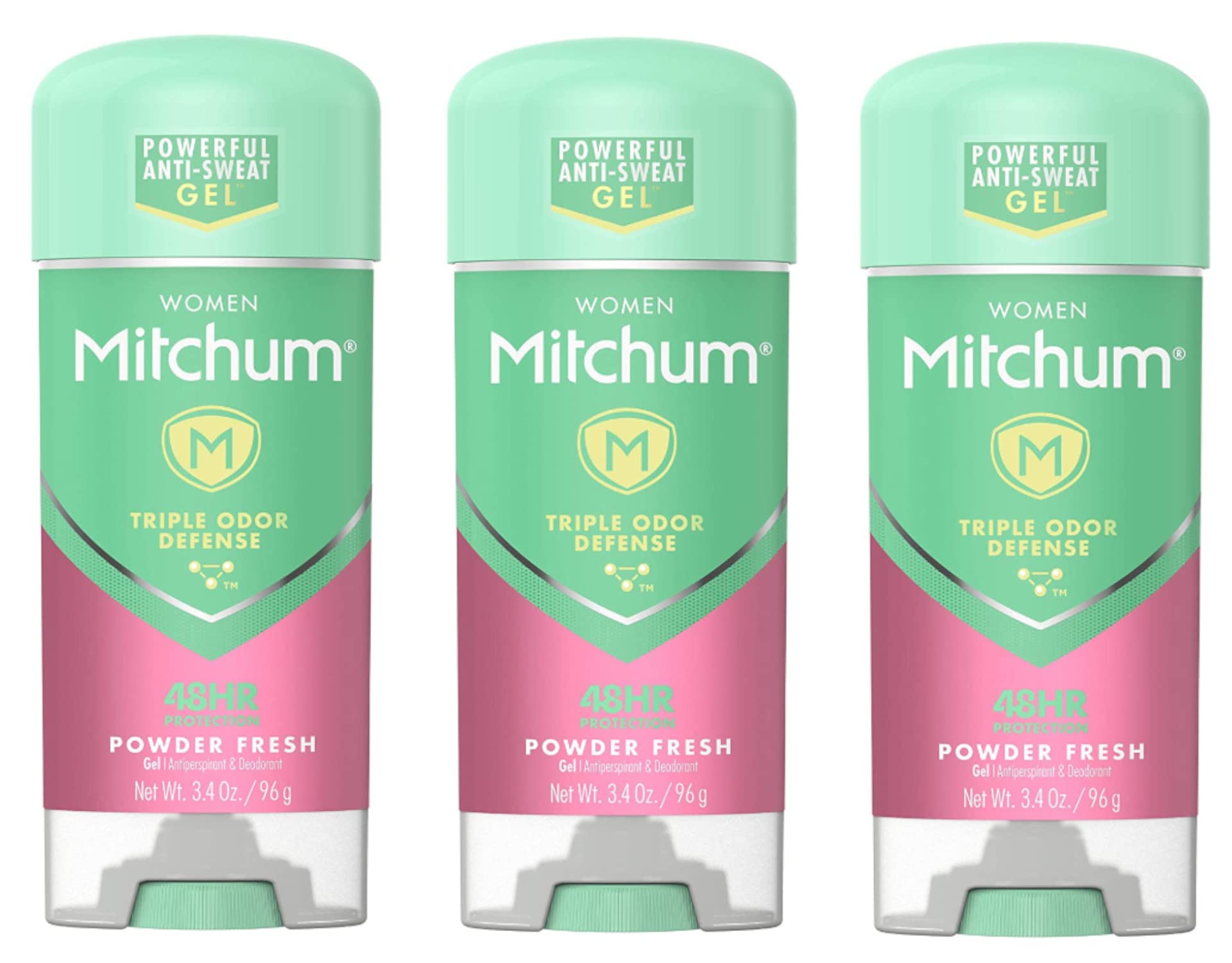 Mitchum For Women Clear Gel Anti-Perspirant Deodorant – Powder Fresh, 3.40 oz, Pack of 3