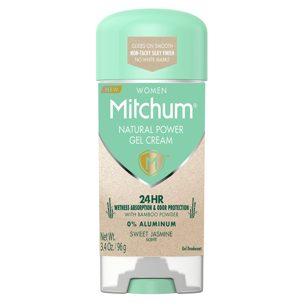 Mitchum Natural Power Gel Cream for Women, Sweet Jasmine – Aluminum-Free, 24-Hour Odor & Wetness Protection