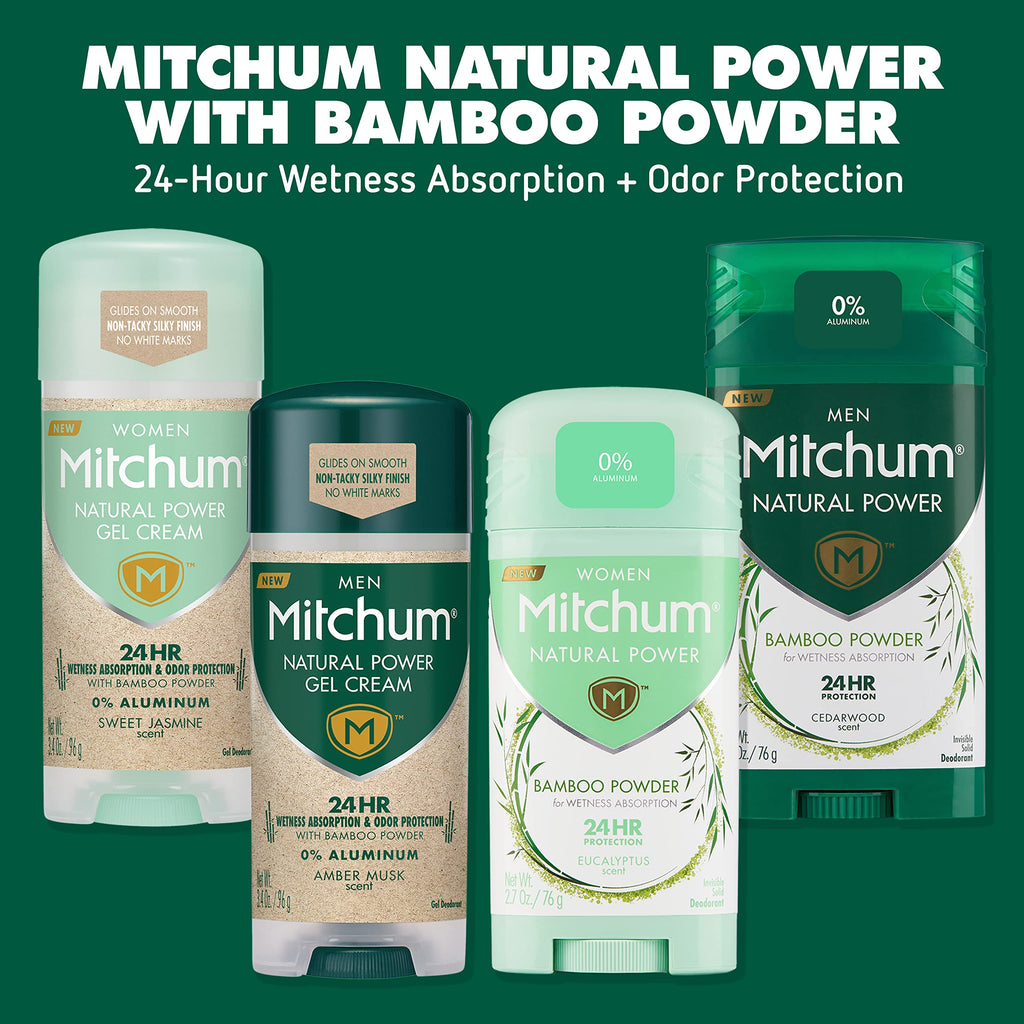 Mitchum Natural Power Gel Cream for Women, Sweet Jasmine – Aluminum-Free, 24-Hour Odor & Wetness Protection