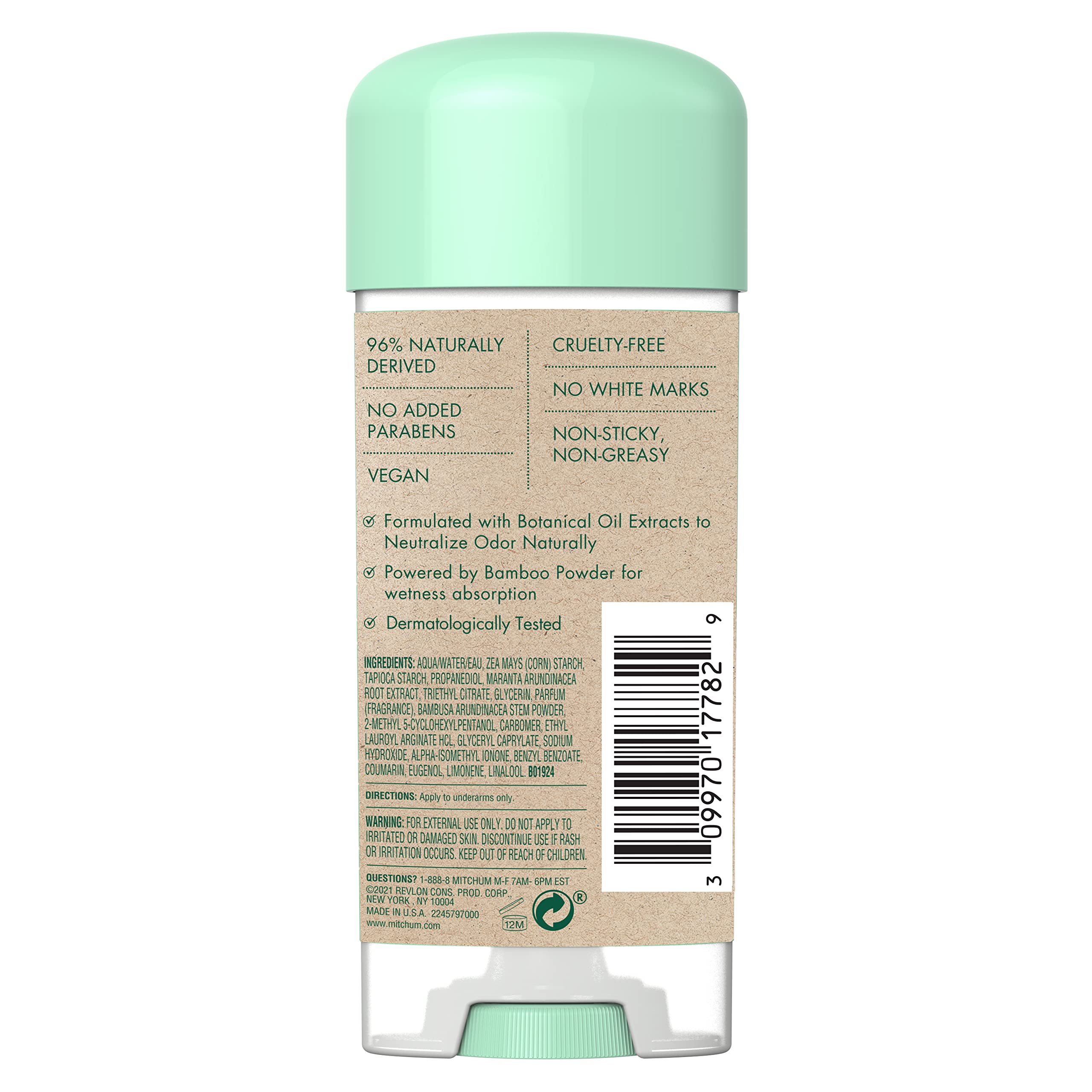 Mitchum Natural Power Gel Cream for Women, Sweet Jasmine – Aluminum-Free, 24-Hour Odor & Wetness Protection
