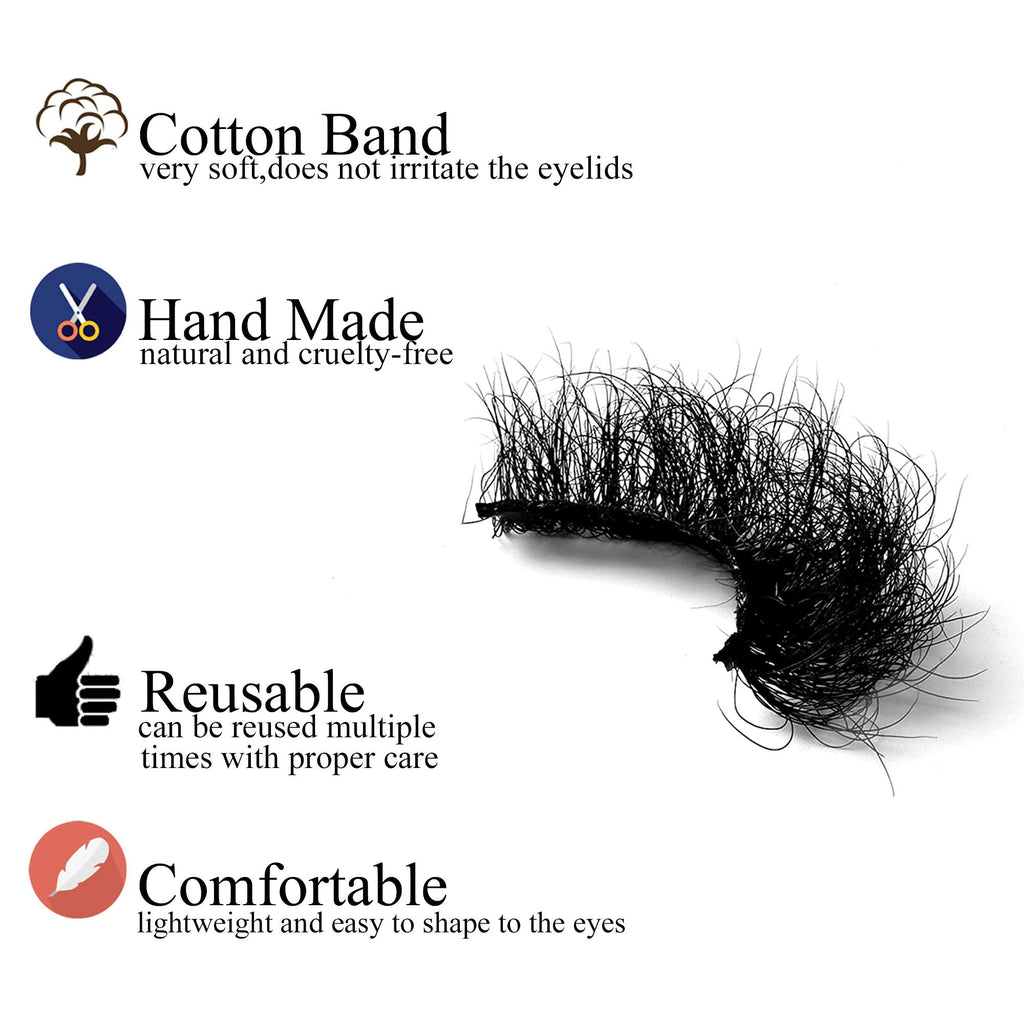 Miuhair Beauty Fluffy Mink Lashes – 25mm 5D Dramatic False Eyelashes, Reusable Real Mink