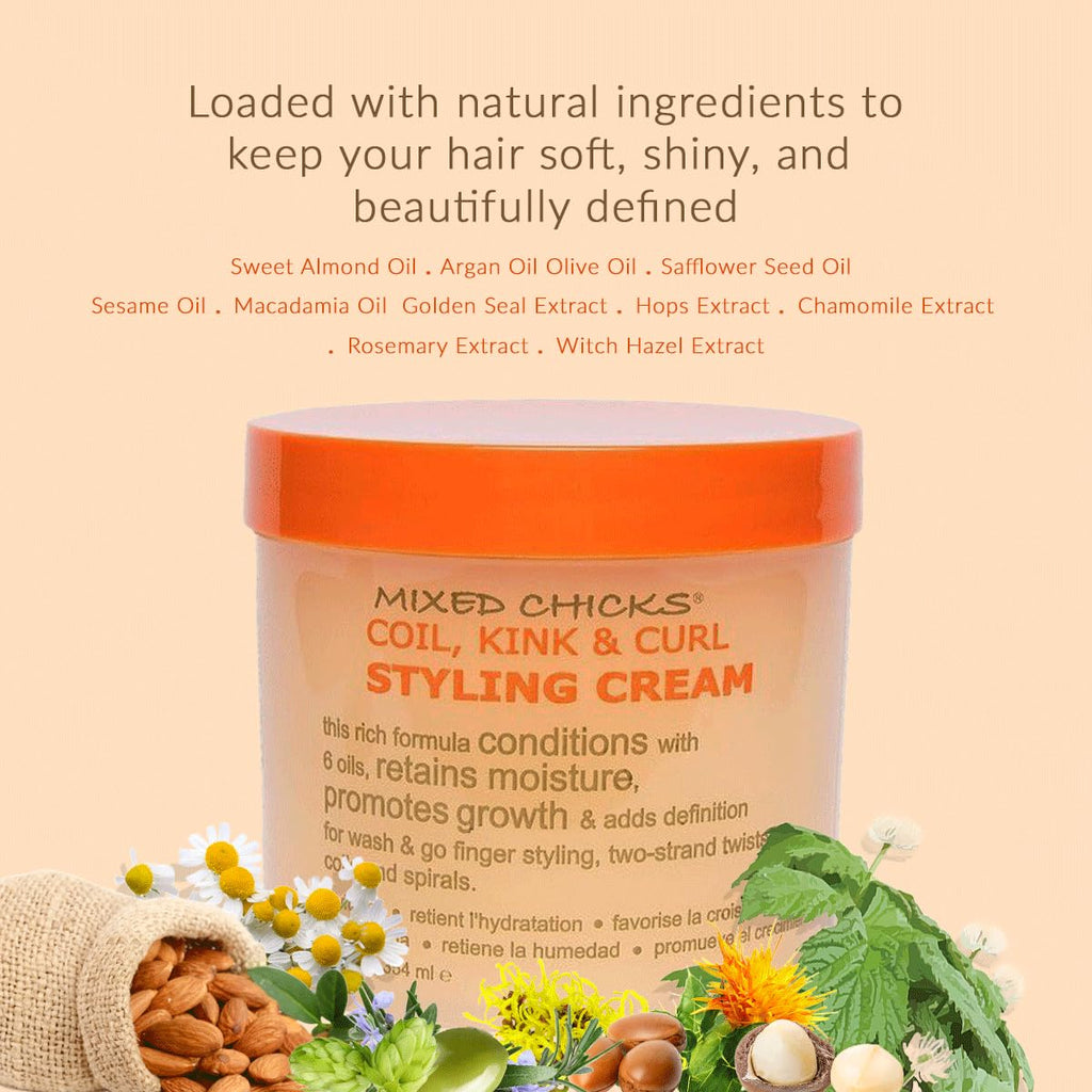 Mixed Chicks Coil, Kink & Curl Styling Cream — 12 Fl Oz | Flexible Hold, Moisture & Shine