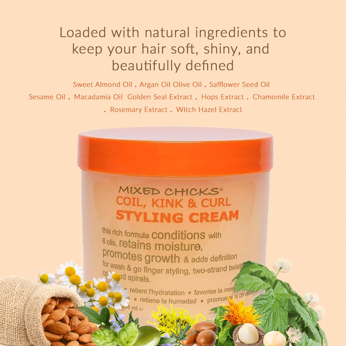 Mixed Chicks Coil, Kink & Curl Styling Cream — 12 Fl Oz | Flexible Hold, Moisture & Shine