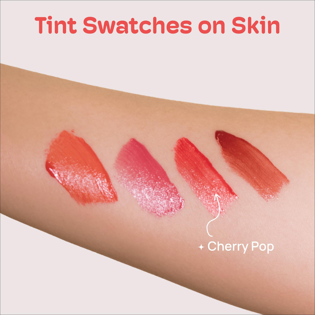 MIXIK Juicy Lip Tint Cherry Pop – Hydrating Water-Based Lip Stain with Blue Agave