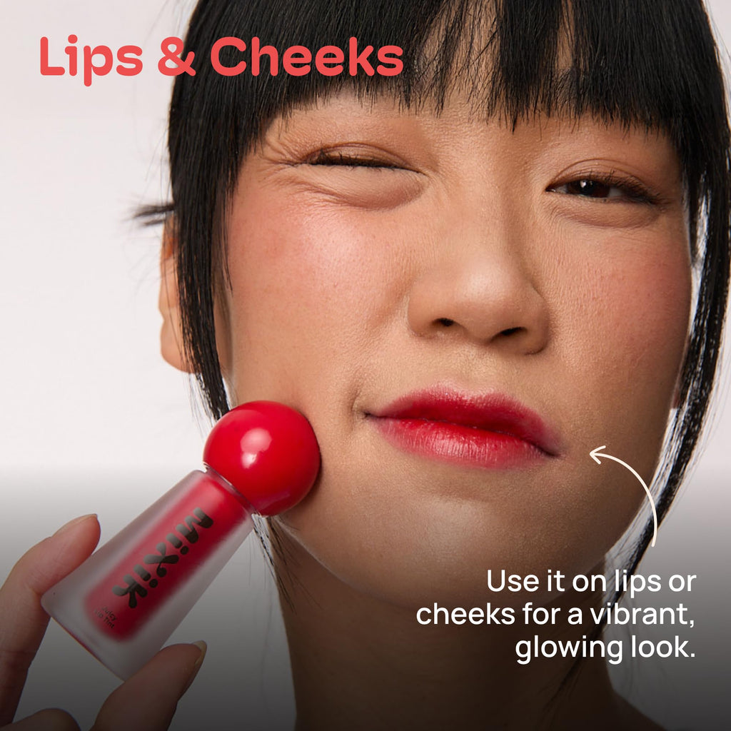 MIXIK Juicy Lip Tint Cherry Pop – Hydrating Water-Based Lip Stain with Blue Agave