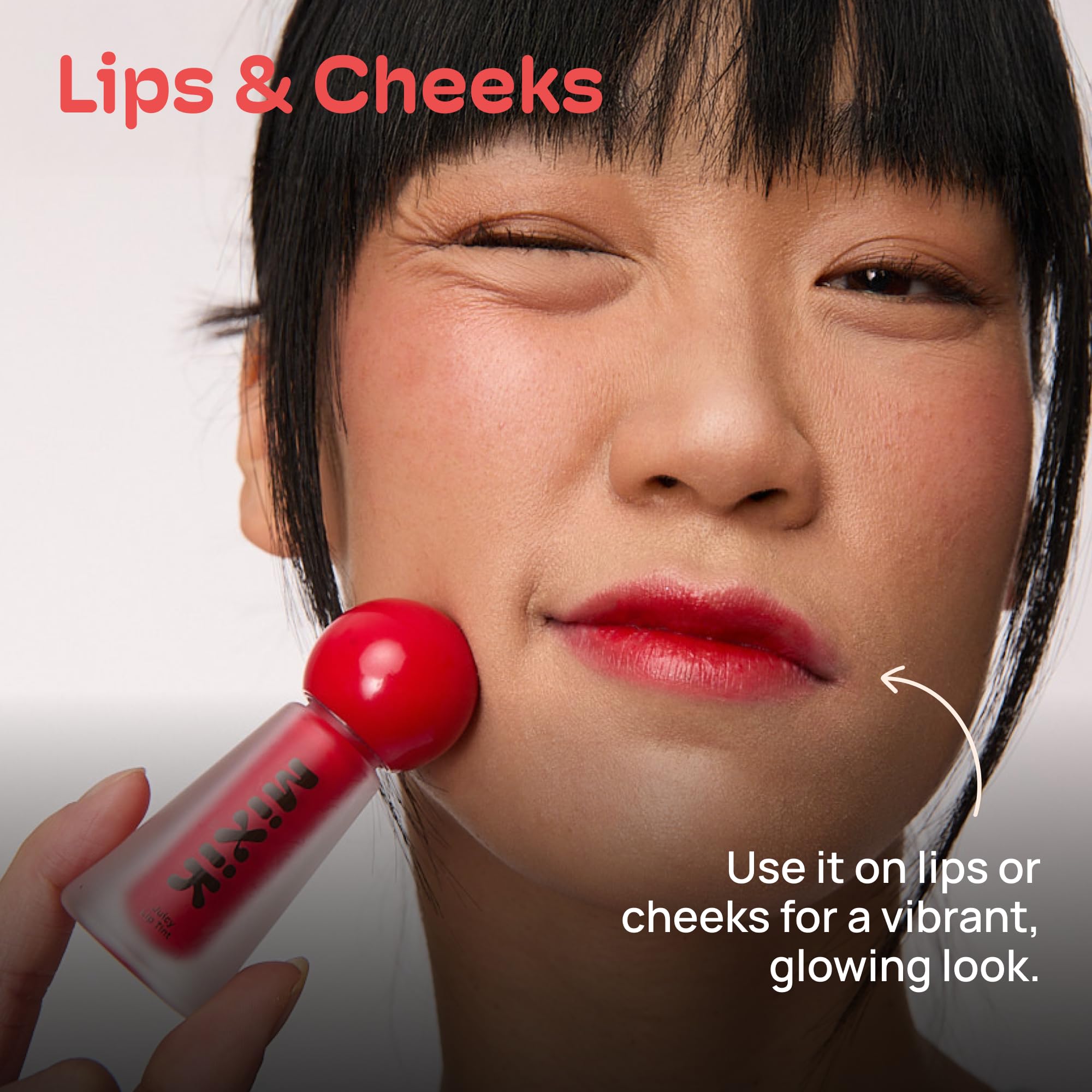 MIXIK Juicy Lip Tint Cherry Pop – Hydrating Water-Based Lip Stain with Blue Agave