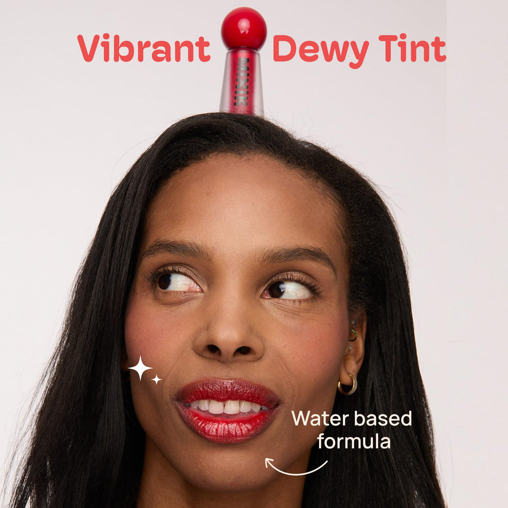 MIXIK Juicy Lip Tint Cherry Pop – Hydrating Water-Based Lip Stain with Blue Agave