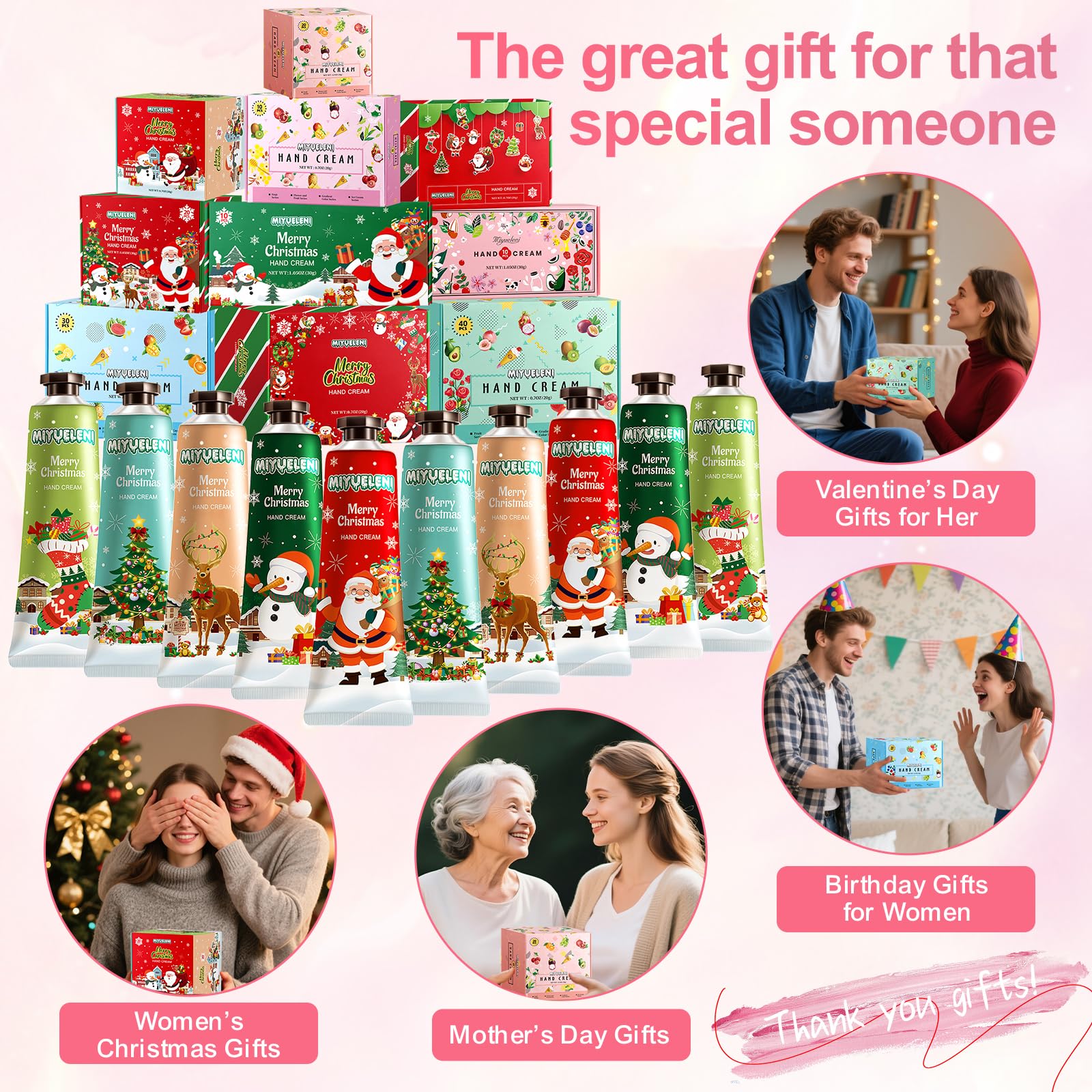 MIYUELENI 20-Pack Christmas Hand Lotion Set – Moisturizing Mini 30ml Gifts
