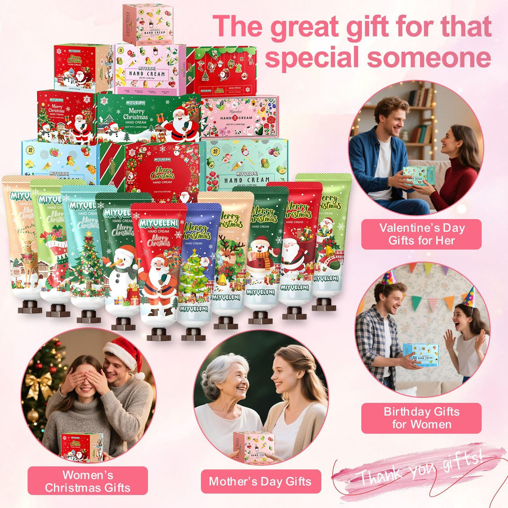 MIYUELENI 20 Pack Christmas Hand Lotion Gift Set – 20ml Travel-Size Moisturizing Hand Creams for Stockings & Bulk Gifts