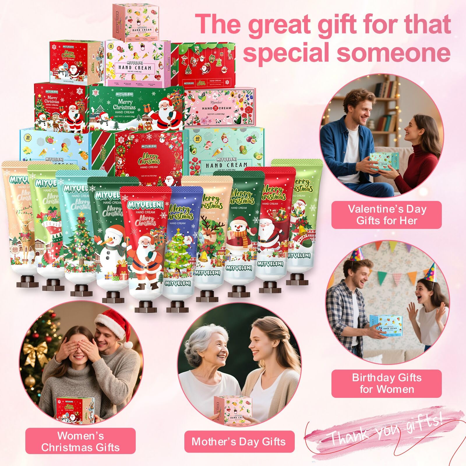 MIYUELENI 20 Pack Christmas Hand Lotion Gift Set – 20ml Travel-Size Moisturizing Hand Creams for Stockings & Bulk Gifts