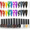 MIZHSE 12PCS Marble Nail Polish Kit | Blooming Gel Marble Ink (Gold Blue Purple)