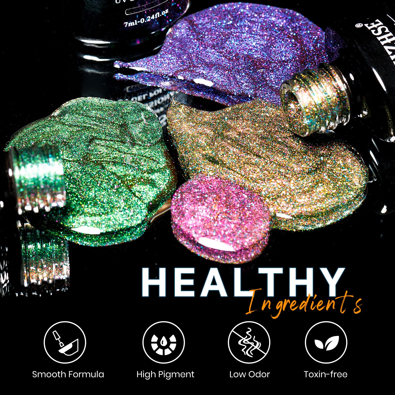 MIZHSE Cat Eye Gel Nail Polish Kit — 10 Colors + Magnetic Stick, Galaxy Holographic Effect