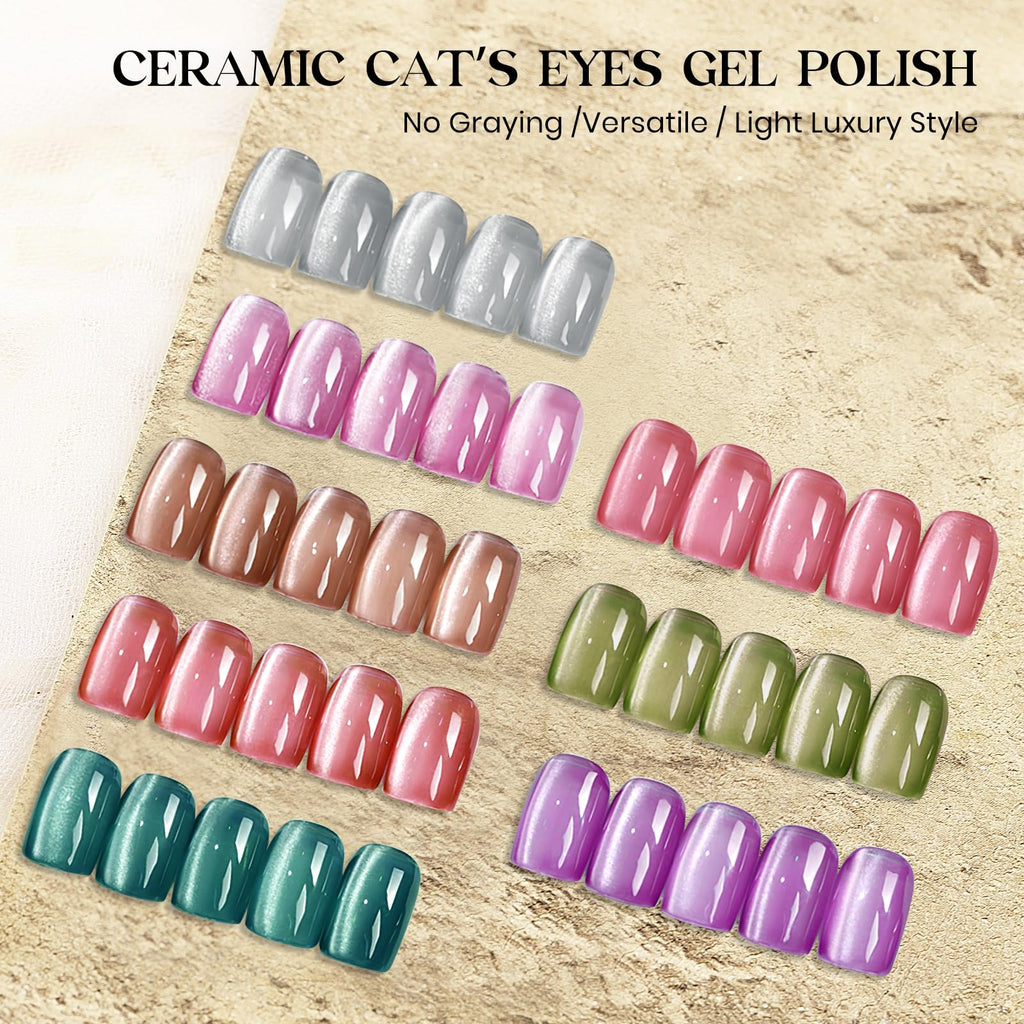 MIZHSE Cat Eye Gel Nail Polish Kit — 8 Magnetic Colors + Magnet Stick | Crystal Glass Finish