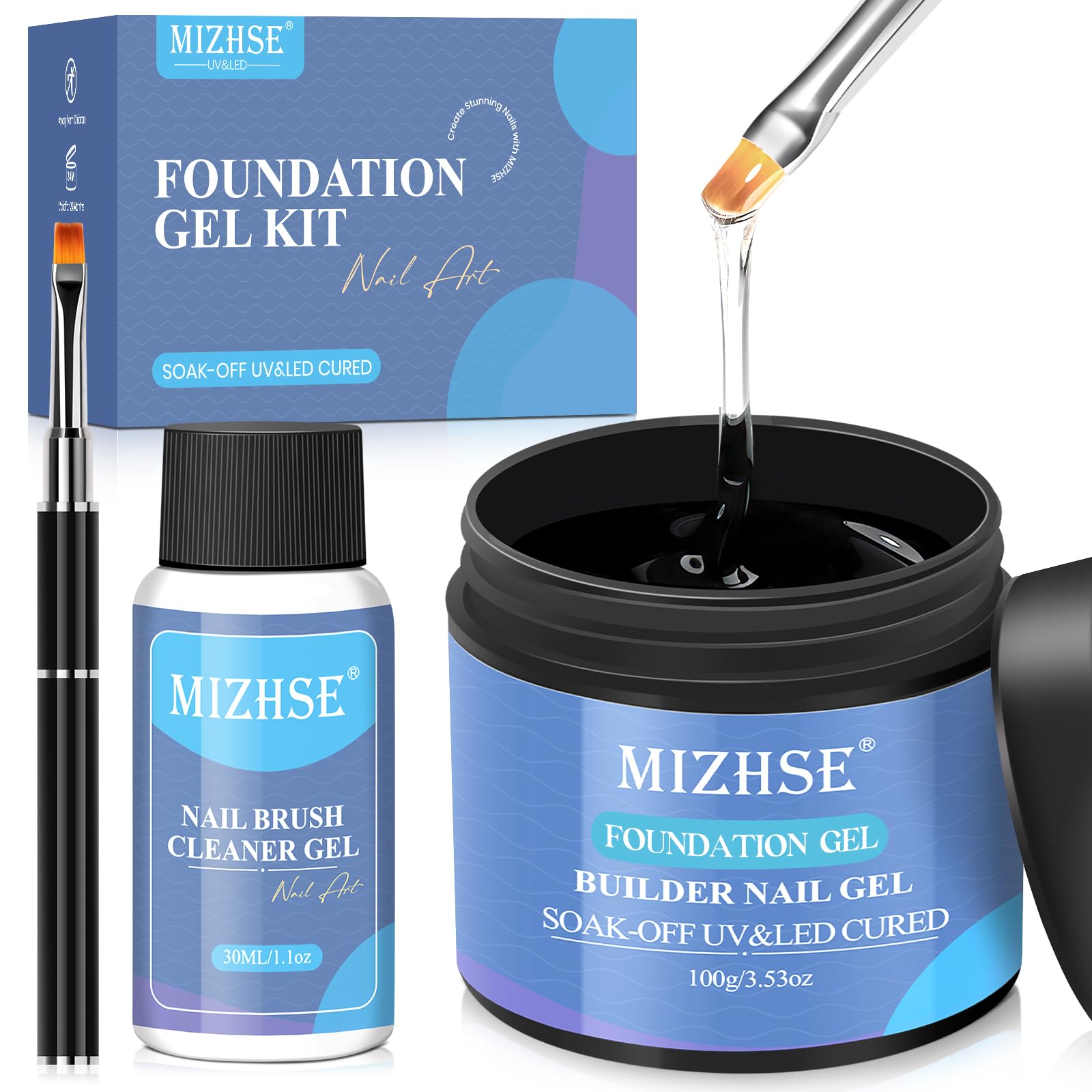 MIZHSE 100ml Gel Base Coat – Clear Foundation for Long-Lasting Soak-Off Gel Nails Kit