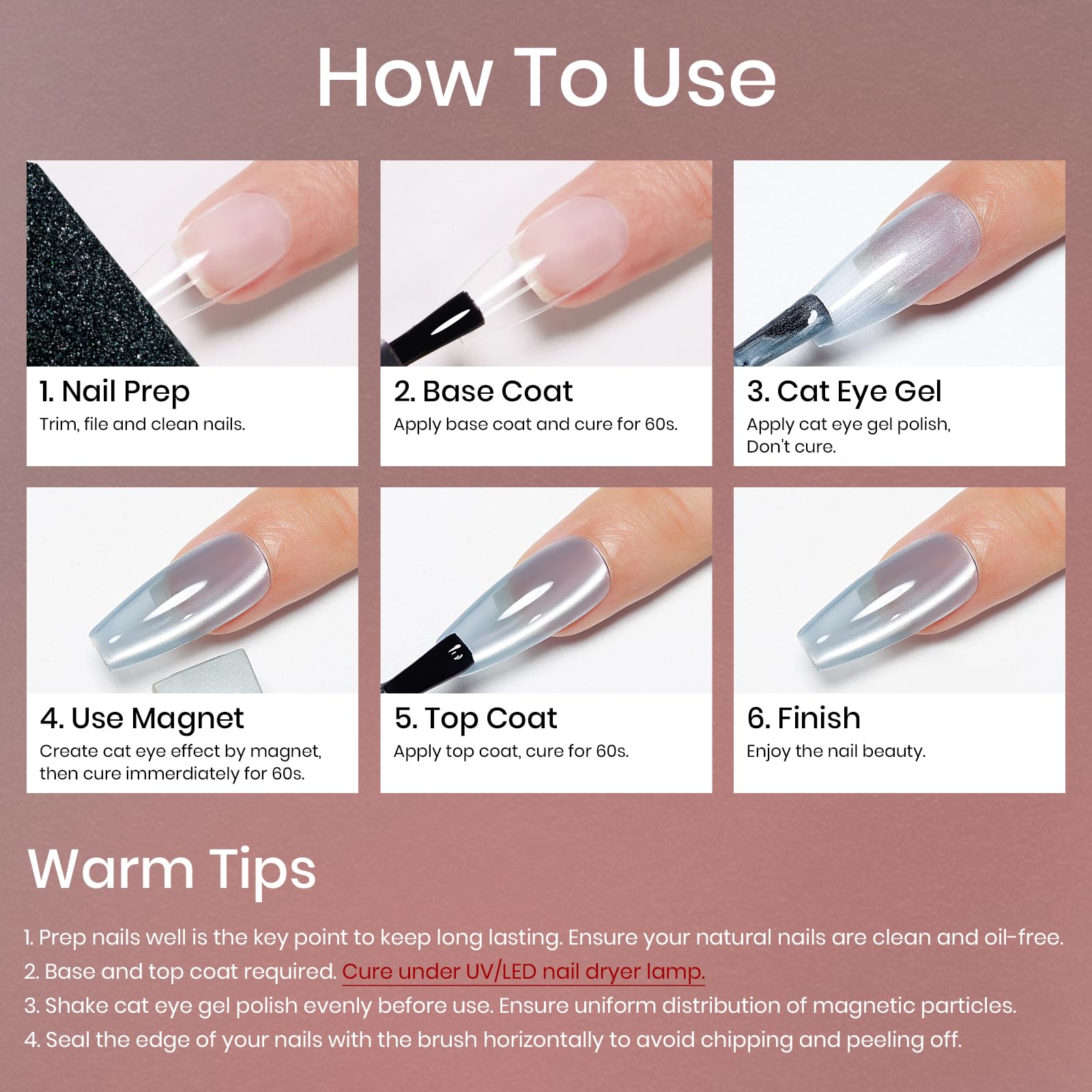 MIZHSE Cat Eye Gel Nail Polish Kit – 8 Magnetic Colors & Moonlight Glass Shimmer