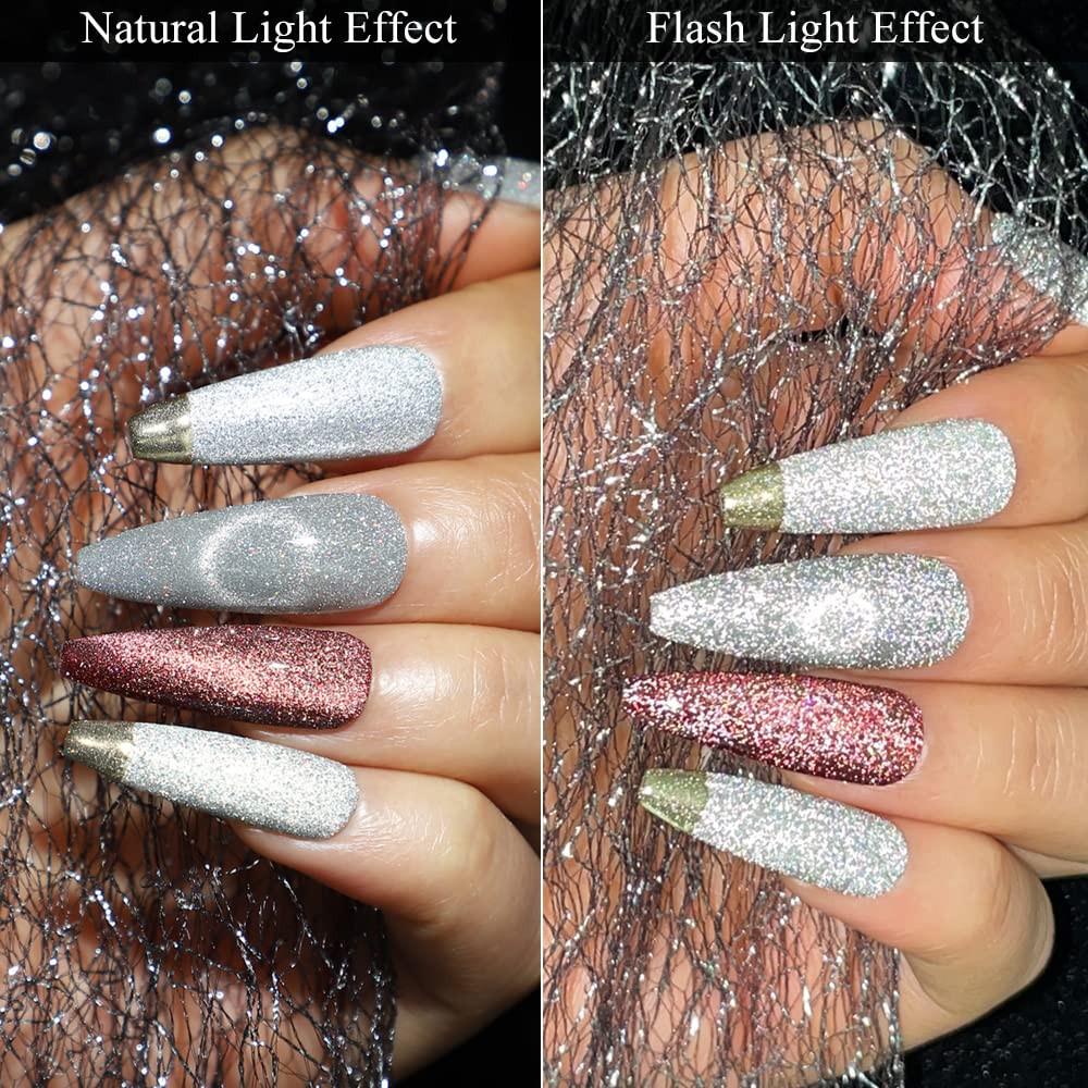 MIZHSE Reflective Glitter Cat Eye Gel Nail Polish 7ml – Magnetic Cat Eye Gel Set for DIY Nail Art
