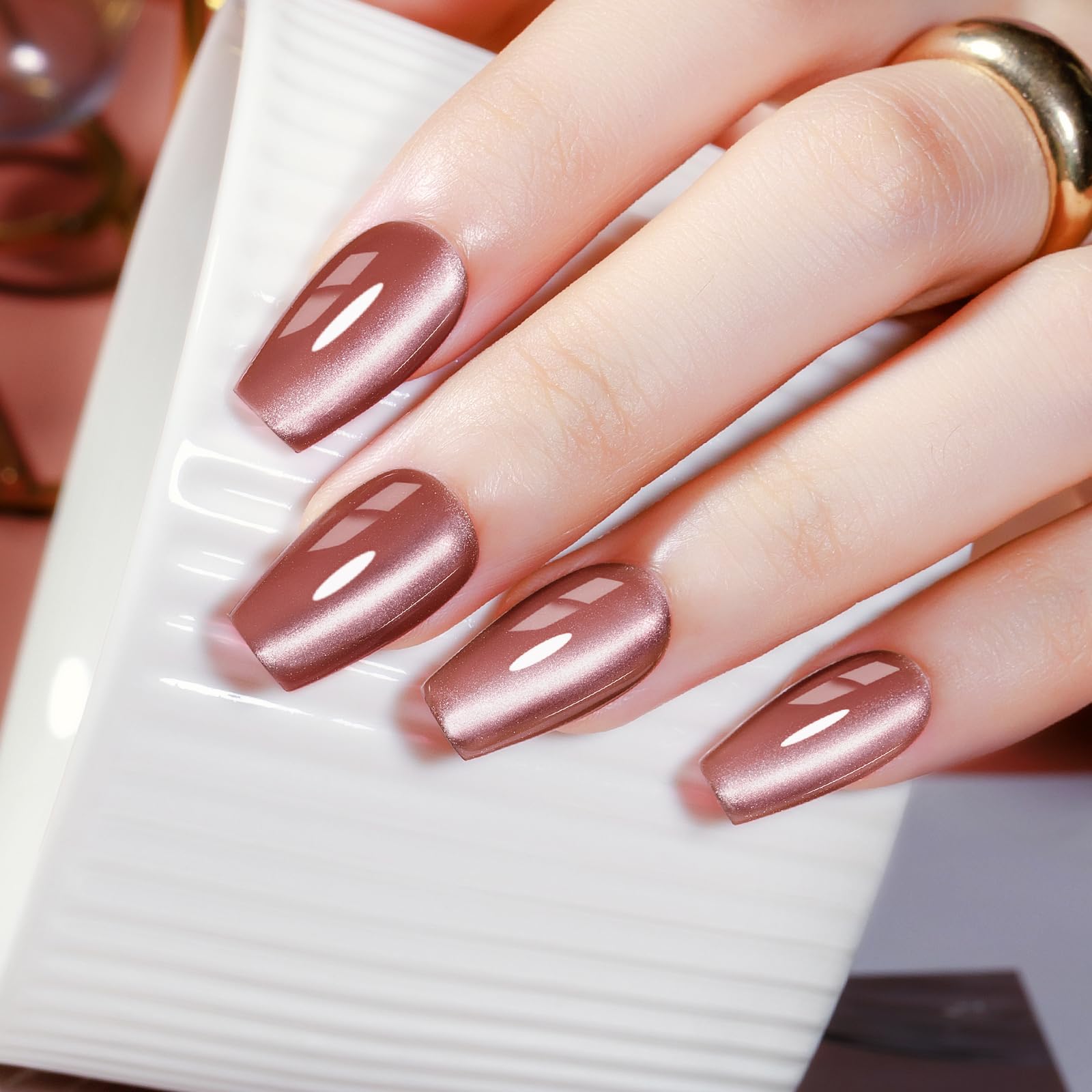 MIZHSE Cat Eye Gel Nail Polish Kit – 8 Magnetic Colors & Moonlight Glass Shimmer