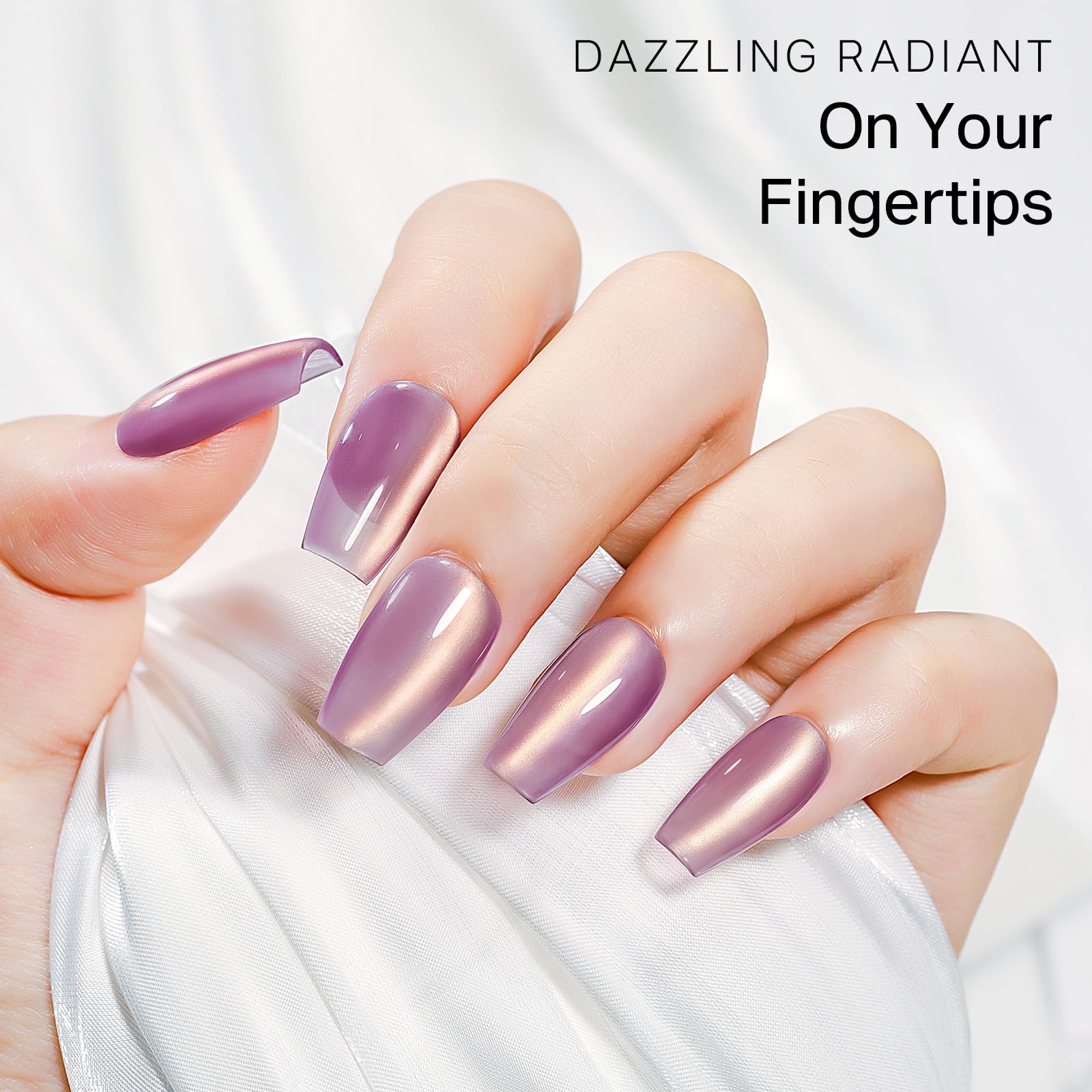MIZHSE Cat Eye Gel Nail Polish Set – 8 Pink Translucent Colors with Magnet Stick (Soak-Off) for Home DIY