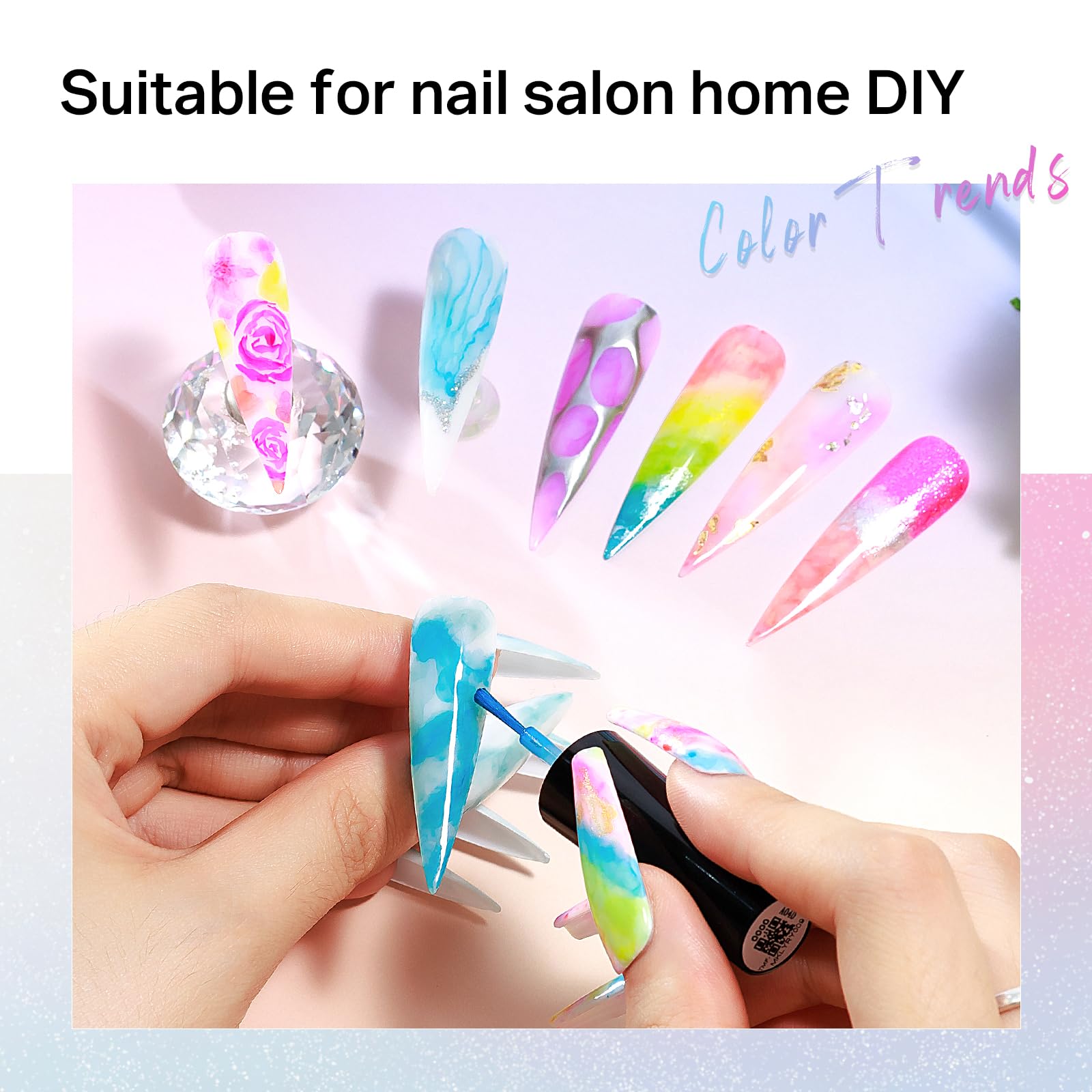 MIZHSE Marble Ink for Nails - 12-Color Blooming Marble Gel Nail Polish Set for At-Home Manicure