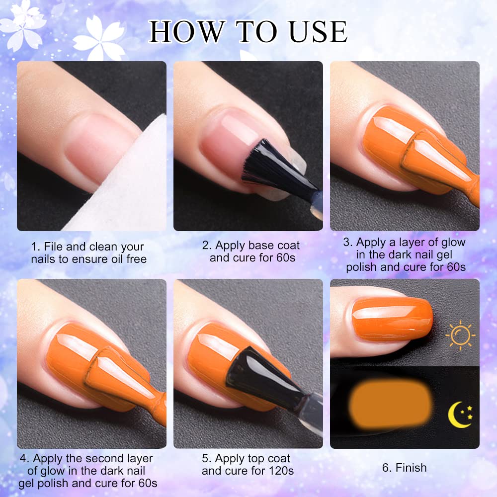 MIZHSE Mood Temperature Color Changing Nail Polish Set – Glow in the Dark Gel Polish, 8 Colors, Soak Off