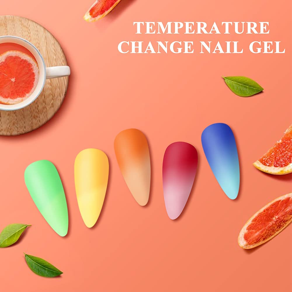 MIZHSE Mood Temperature Color Changing Nail Polish Set – Glow in the Dark Gel Polish, 8 Colors, Soak Off