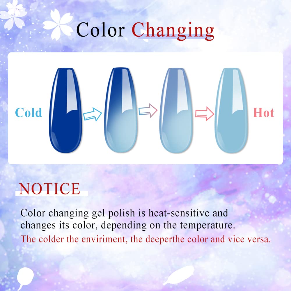 MIZHSE Mood Temperature Color Changing Nail Polish Set – Glow in the Dark Gel Polish, 8 Colors, Soak Off