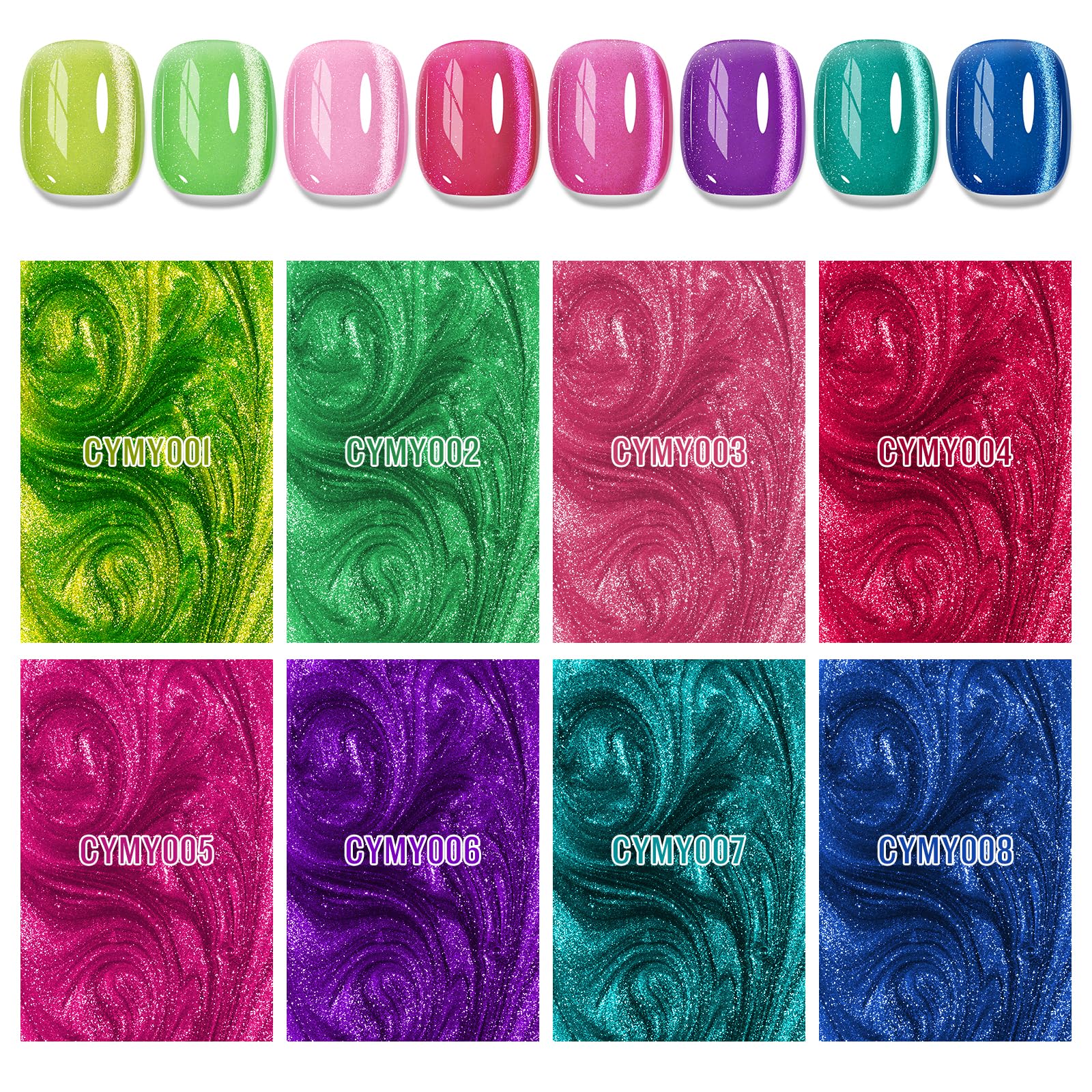 MIZHSE Cat Eye Gel Nail Polish Kit – Neon Magnetic Colors & Magnet Stick