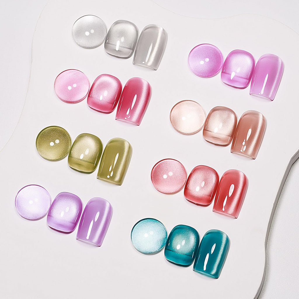 MIZHSE Cat Eye Gel Nail Polish Kit — 8 Magnetic Colors + Magnet Stick | Crystal Glass Finish