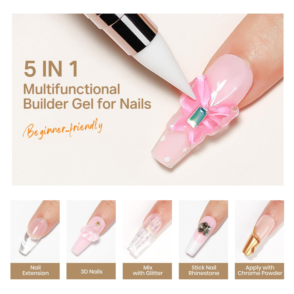 MIZHSE Solid Builder Gel – 3-Color Nail Sculpting Gel Set (45 g)
