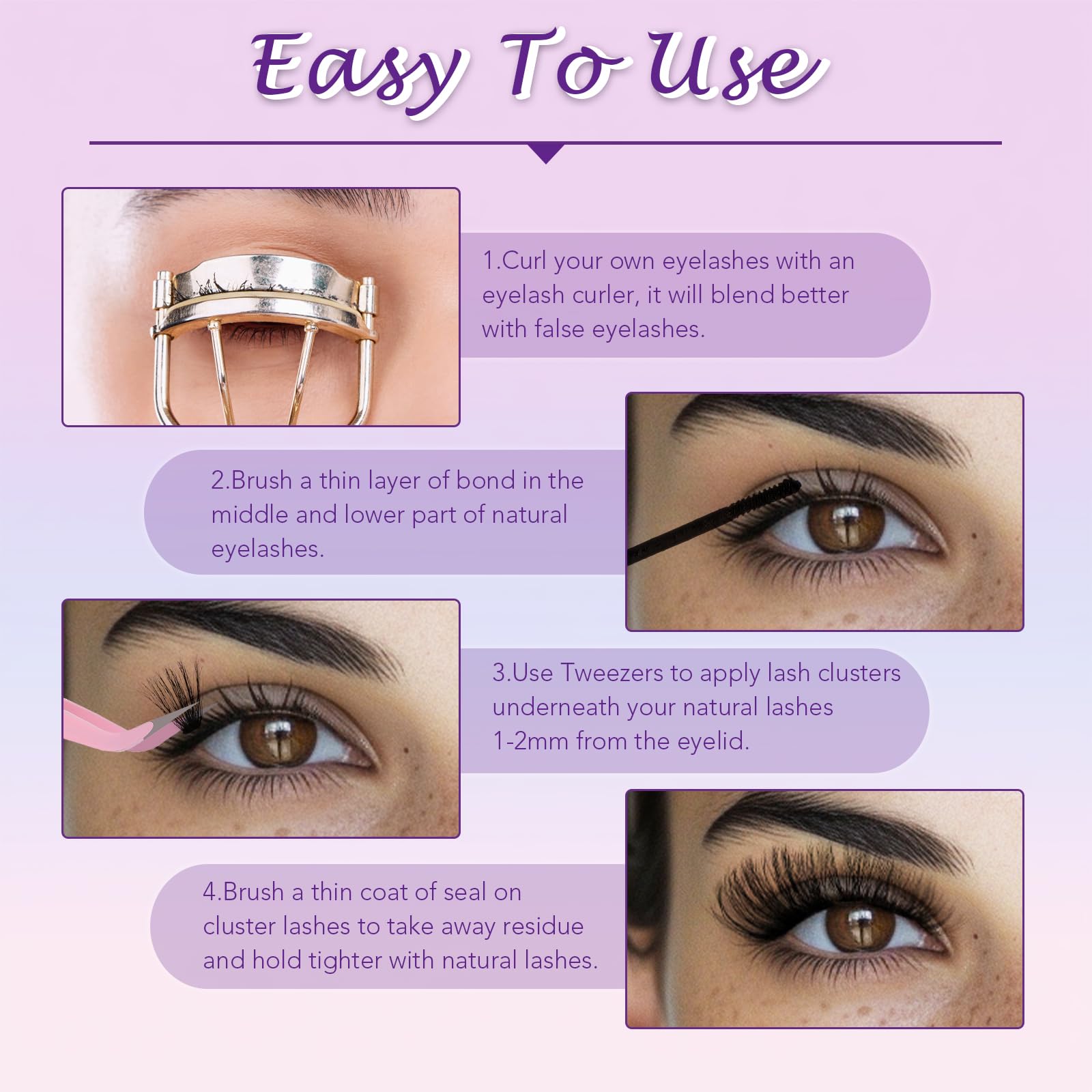 MJJOMAY Fluffy Lash Clusters 280pcs – 100D Volume Lash Kit with Bond & Seal