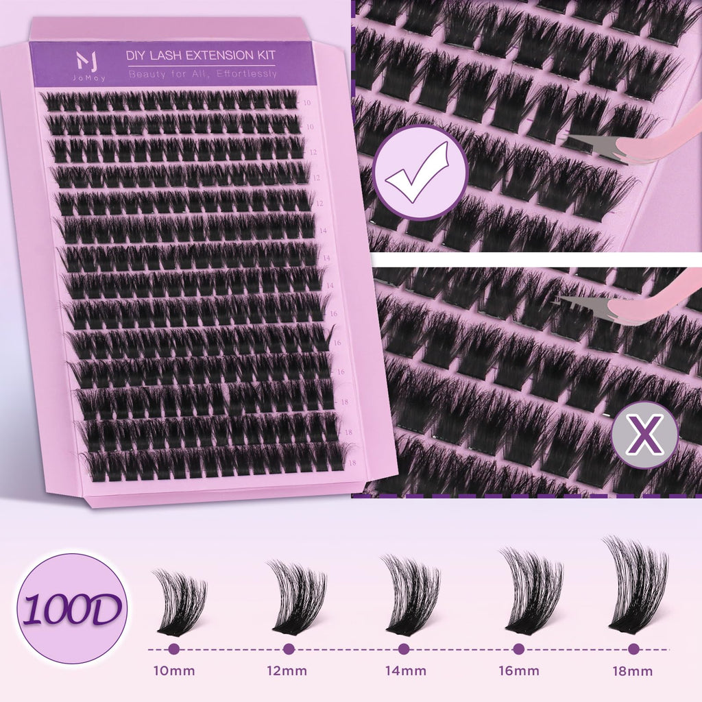 MJJOMAY Fluffy Lash Clusters 280pcs – 100D Volume Lash Kit with Bond & Seal