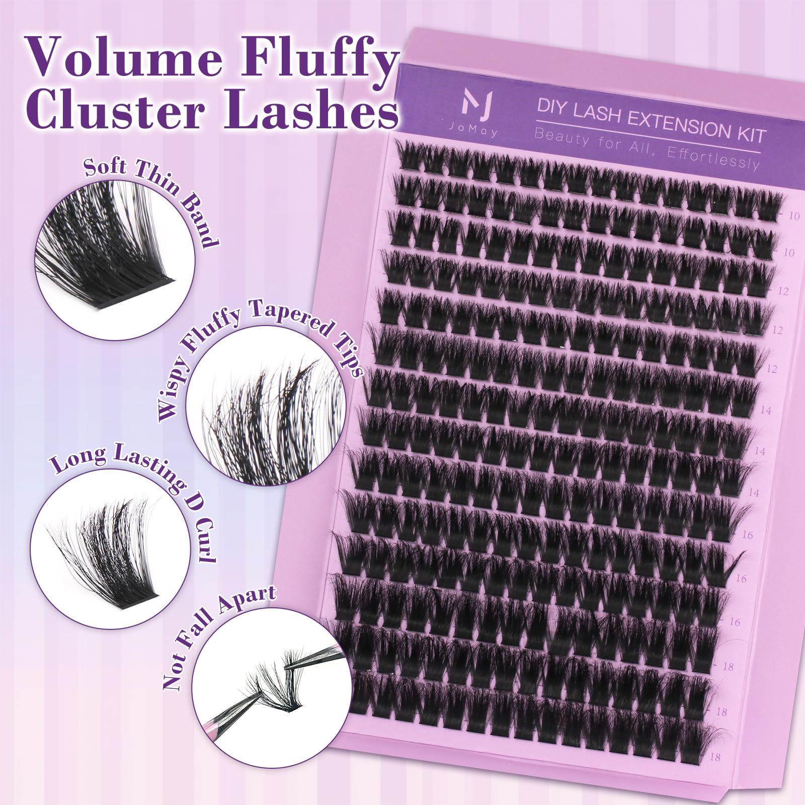 MJJOMAY Fluffy Lash Clusters 280pcs – 100D Volume Lash Kit with Bond & Seal