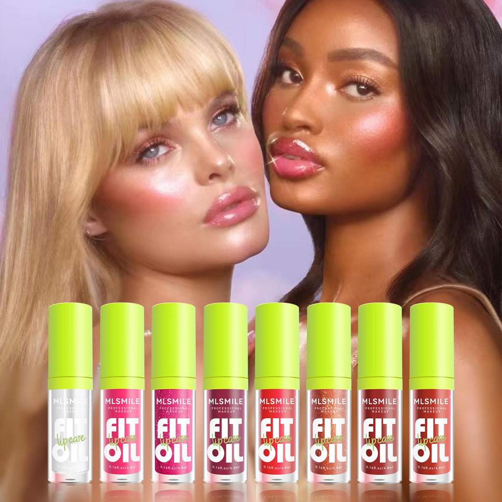 MLSMILE 8 Colors Lip Oil Lip Glaze Set – Nourishing, Non-Sticky Gloss Oil