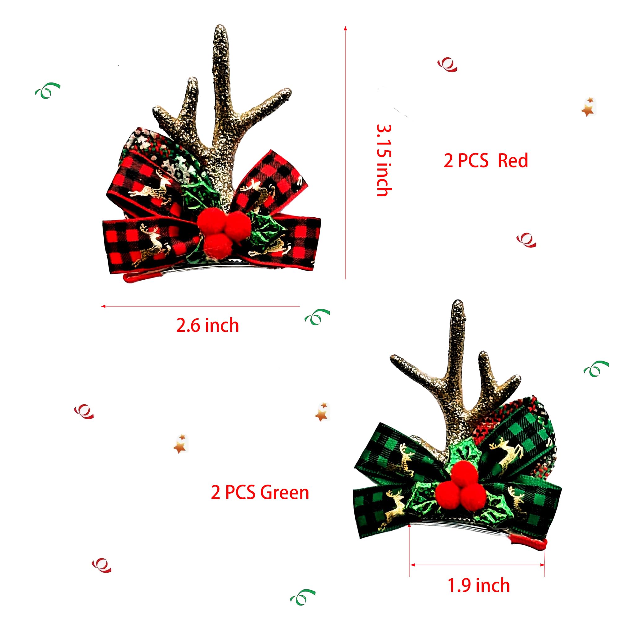 MMBALLON 2 Pairs Gold Reindeer Hair Clips – Xmas Party Accessories for Girls