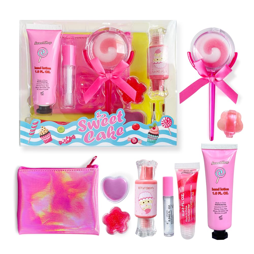 M&U MAKE YOU UP Lip Gloss Set for Girls – 11-Piece Lip Gloss Collection with Ice Cream & Lollipop Shapes
