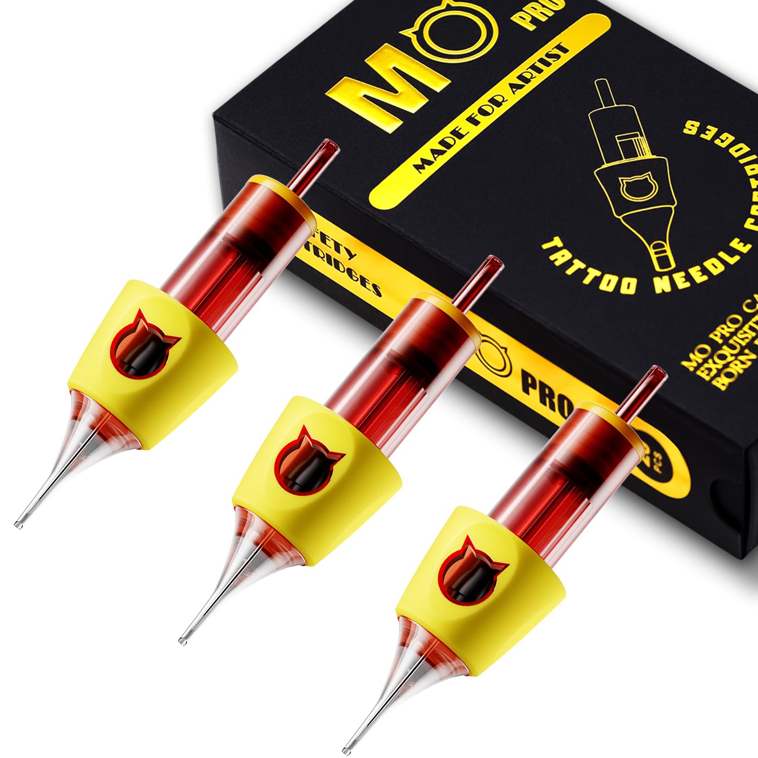 MO MOLONG MO PRO Expert Grade Tattoo Cartridges – Bugpin #10 Curved Magnum 7, Silicone Finger Ledge, 20Pcs