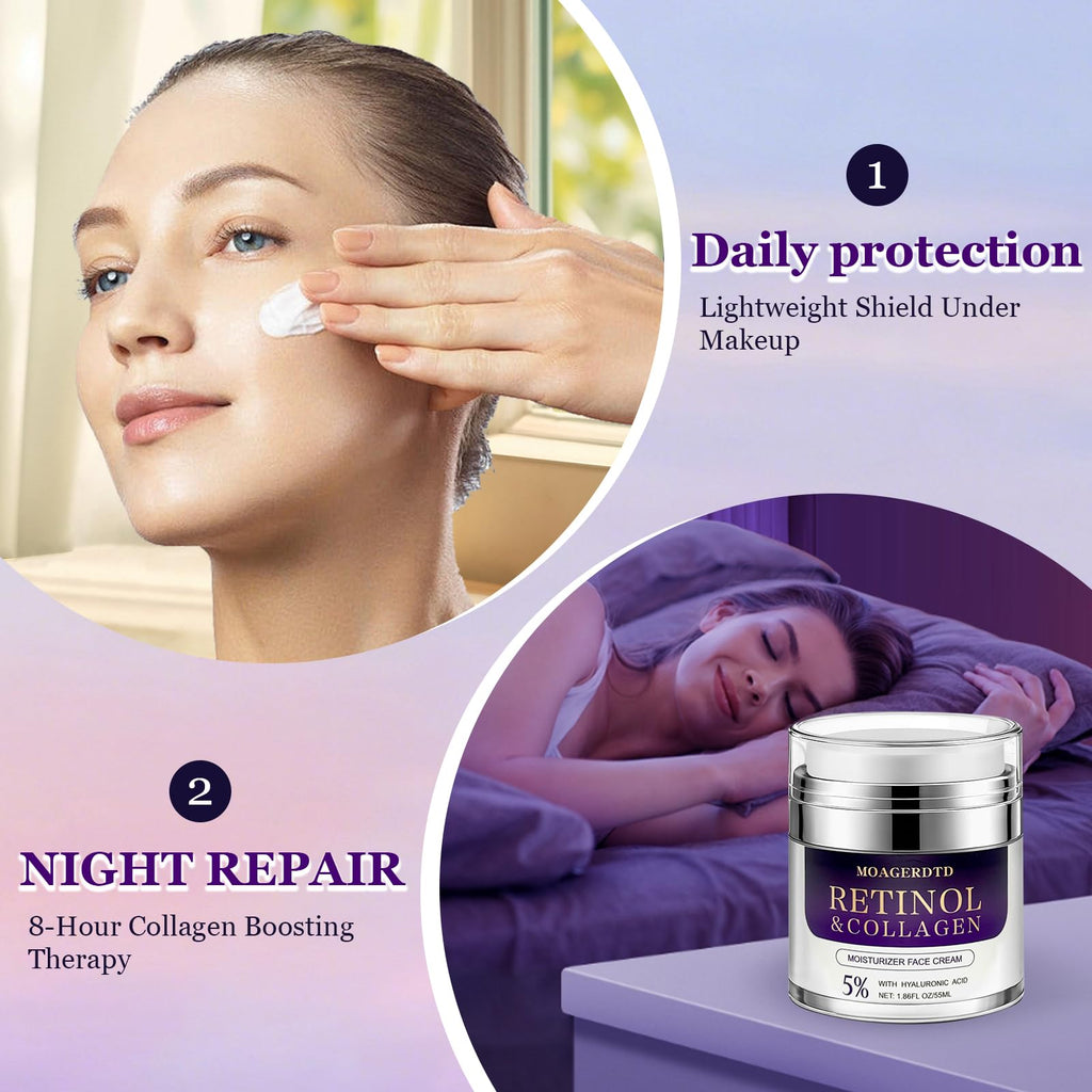 MOAGERDTD Retinol Collagen Cream – Day & Night Hydration for Anti-Aging