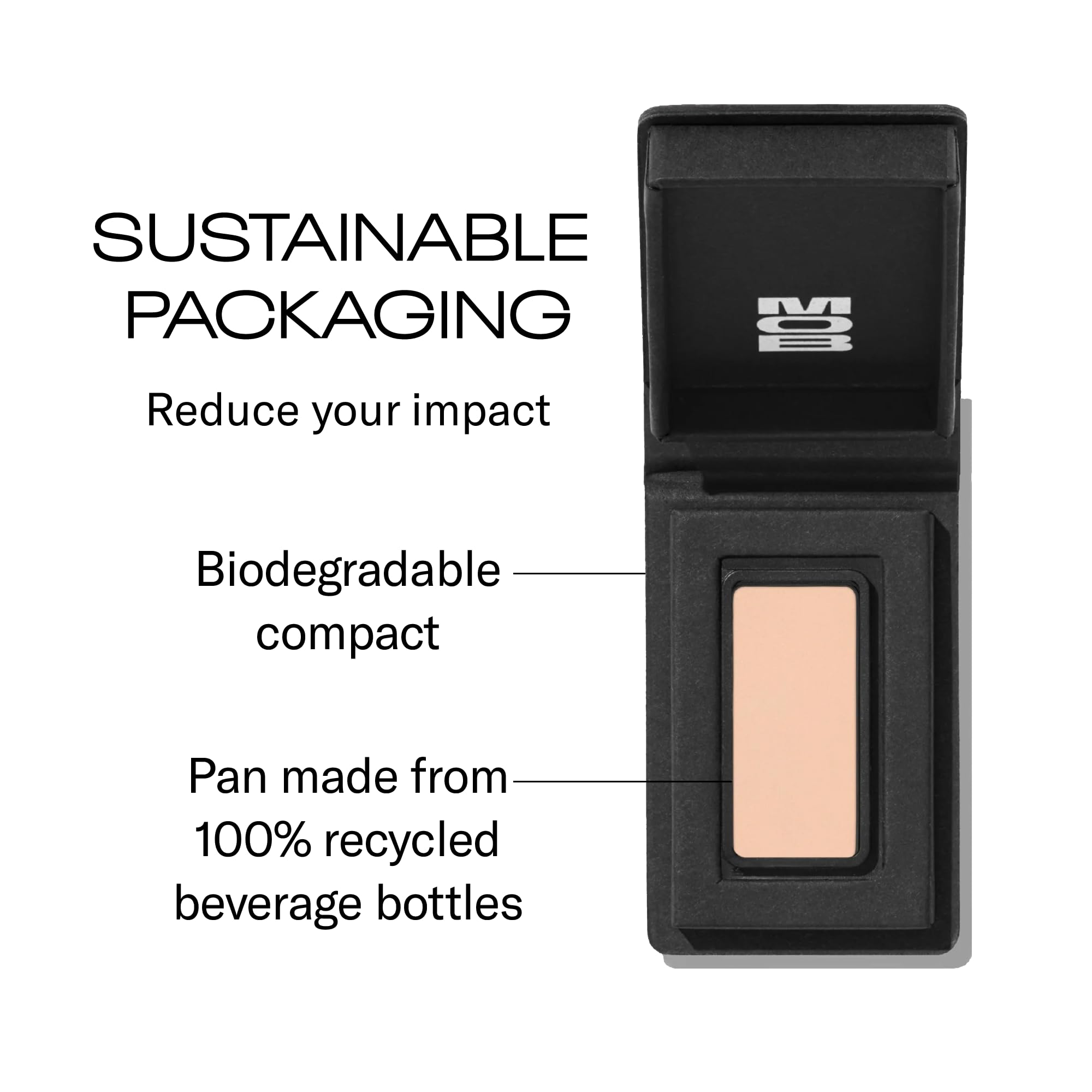 MOB Beauty Eyeshadow M2 Matte Bone - Light Base, Vegan, Talc-Free, Long-Wear, Refillable Compact