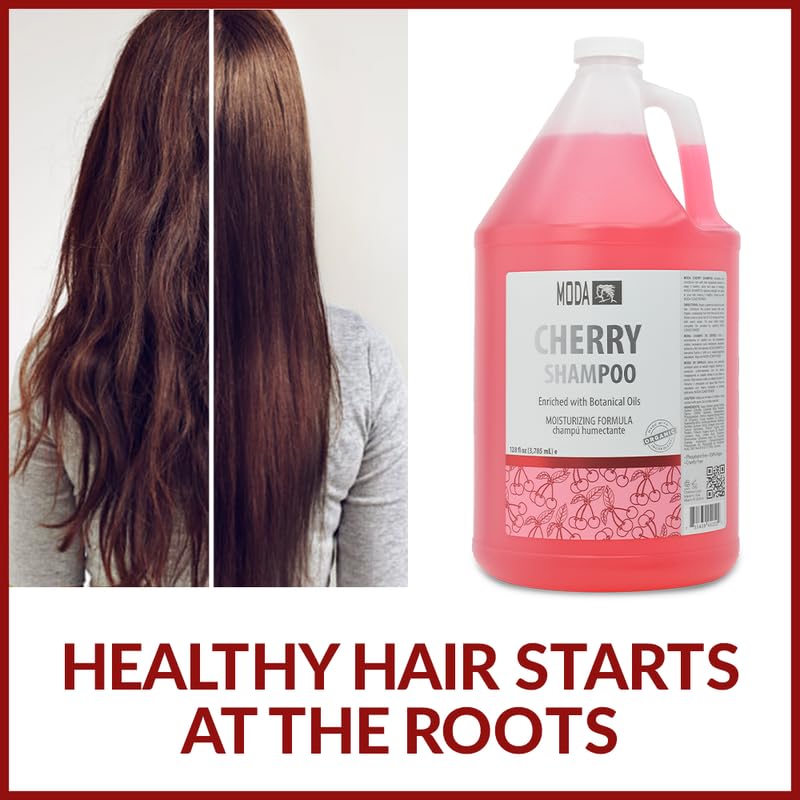 MODA Cherry Shampoo – Deep Cleanse & Nourish for All Hair Types, 128 Oz | USA Made